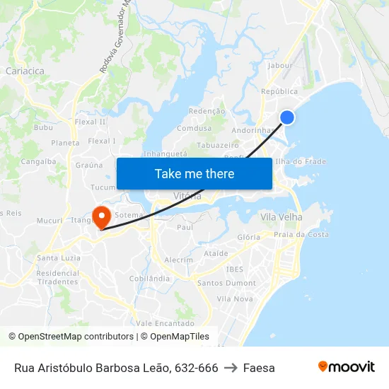 Rua Aristóbulo Barbosa Leão, 632-666 to Faesa map