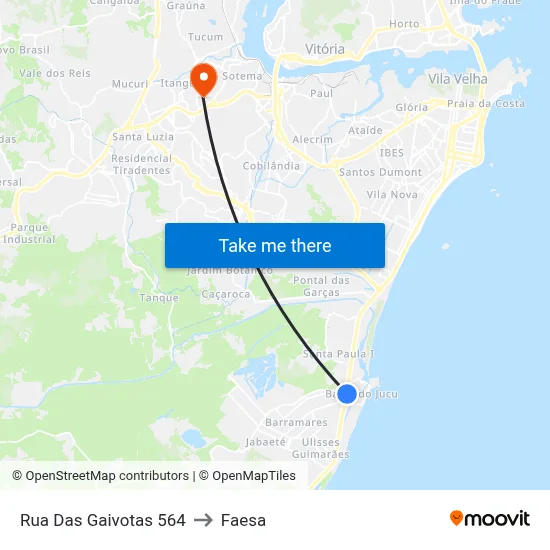 Rua Das Gaivotas 564 to Faesa map