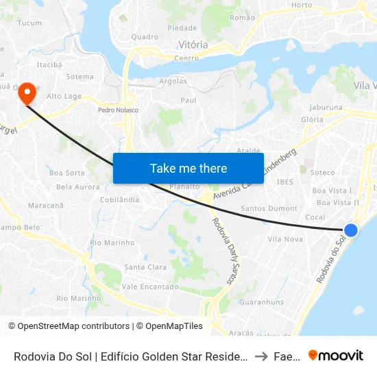 Rodovia Do Sol | Edifício Golden Star Residencial to Faesa map