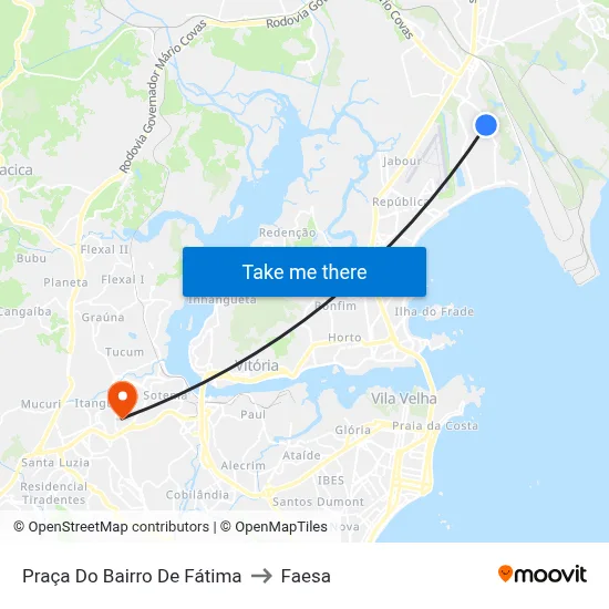Praça Do Bairro De Fátima to Faesa map