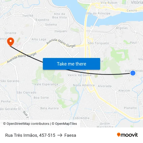 Rua Três Irmãos, 457-515 to Faesa map