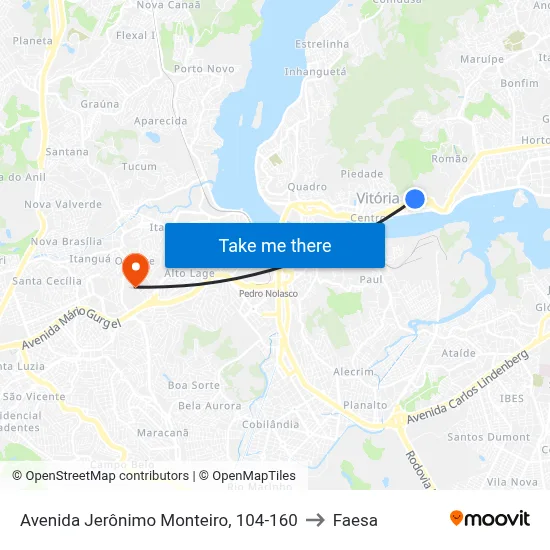Avenida Jerônimo Monteiro, 104-160 to Faesa map