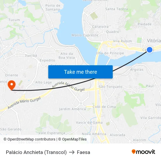 Palácio Anchieta (Transcol) to Faesa map