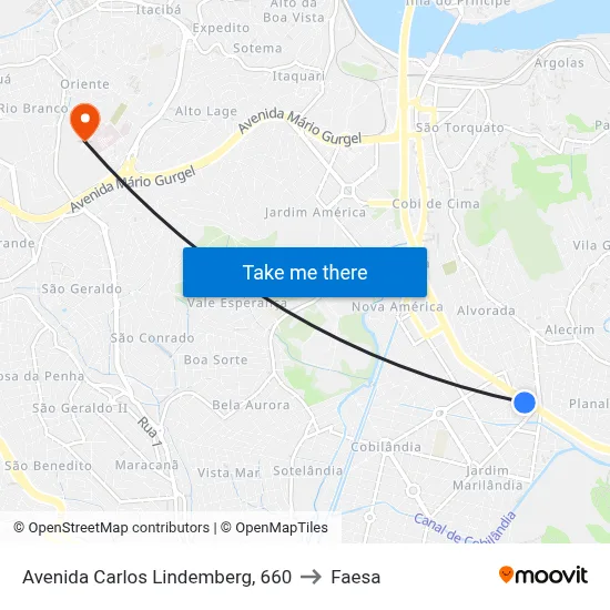 Avenida Carlos Lindemberg, 660 to Faesa map