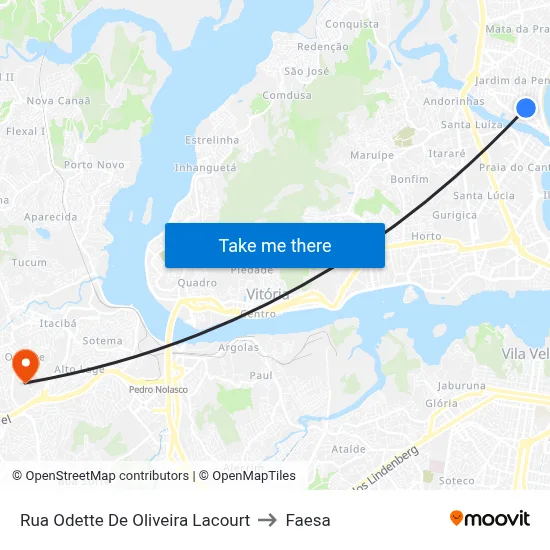 Rua Odette De Oliveira Lacourt to Faesa map