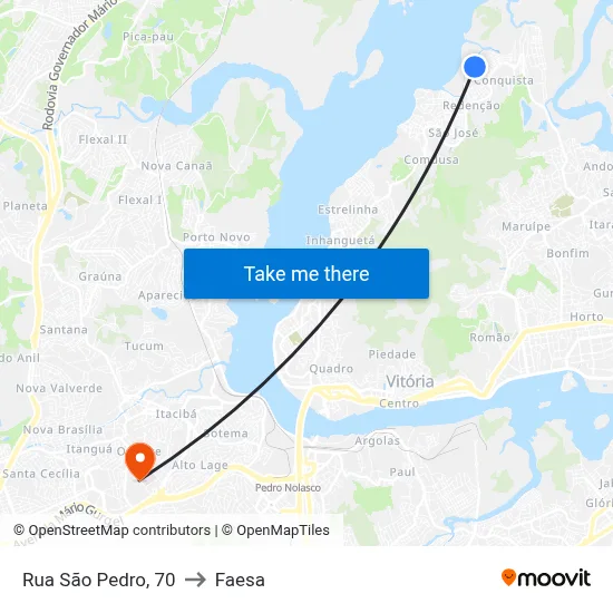 Rua São Pedro, 70 to Faesa map