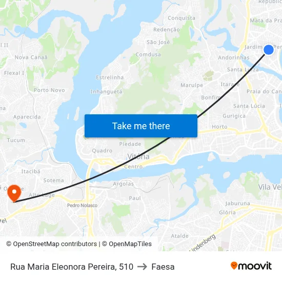 Rua Maria Eleonora Pereira, 510 to Faesa map