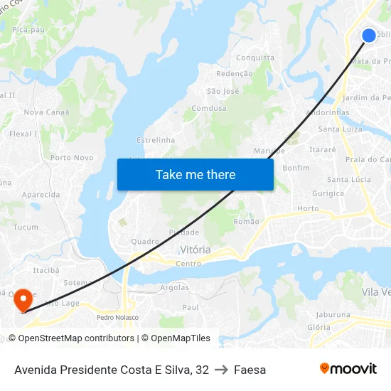 Avenida Presidente Costa E Silva, 32 to Faesa map