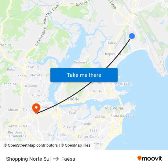 Shopping Norte Sul to Faesa map