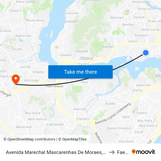 Avenida Marechal Mascarenhas De Moraes, 2706 to Faesa map