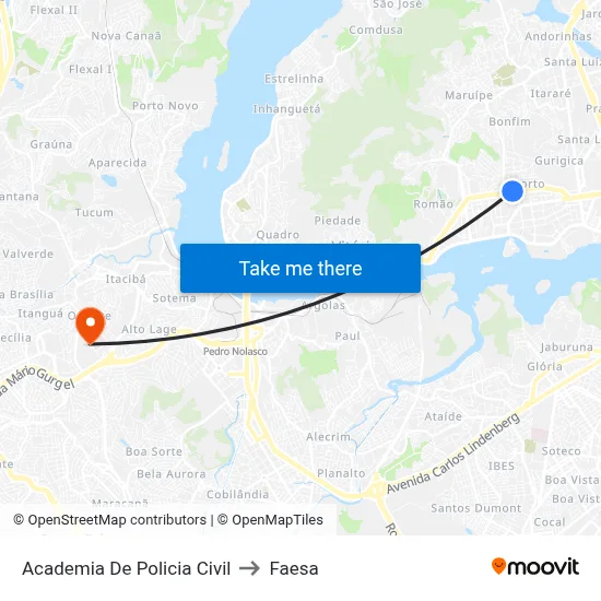 Academia De Policia Civil to Faesa map