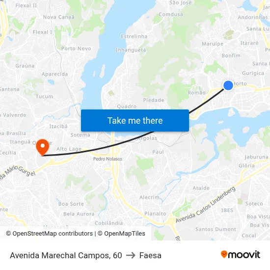 Avenida Marechal Campos, 60 to Faesa map