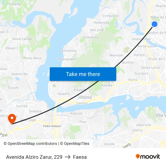 Avenida Alziro Zarur, 229 to Faesa map