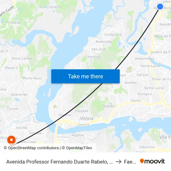 Avenida Professor Fernando Duarte Rabelo, 508 to Faesa map
