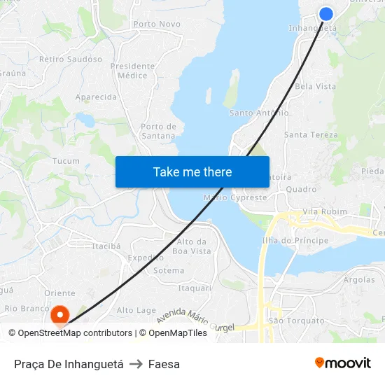 Praça De Inhanguetá to Faesa map