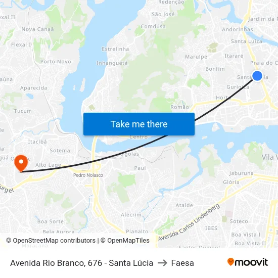 Avenida Rio Branco, 676 - Santa Lúcia to Faesa map