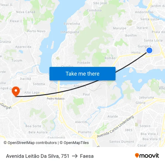 Avenida Leitão Da Silva, 751 to Faesa map