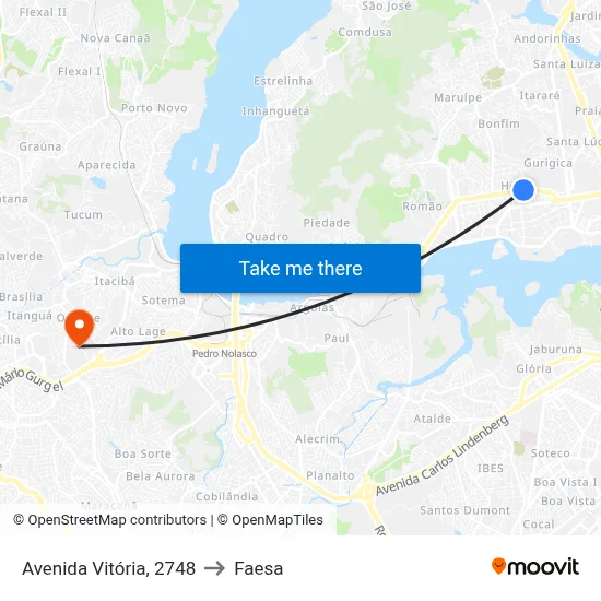 Avenida Vitória, 2748 to Faesa map