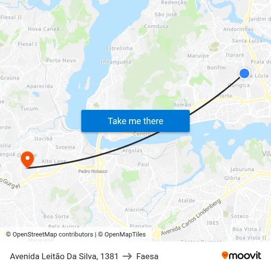 Avenida Leitão Da Silva, 1381 to Faesa map