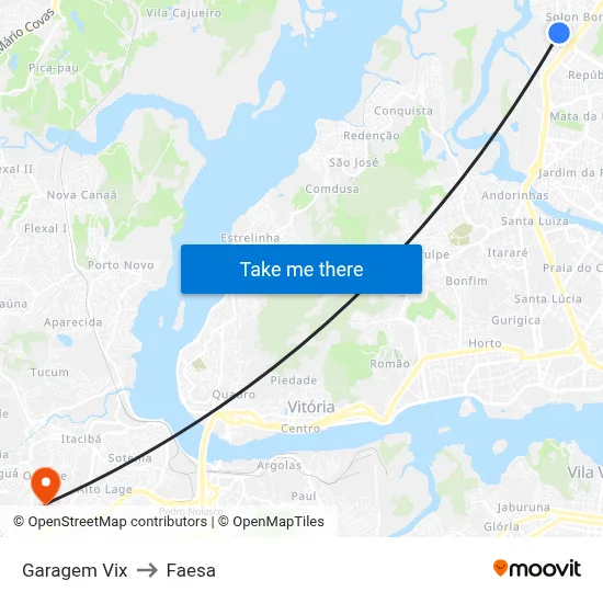 Garagem Vix to Faesa map