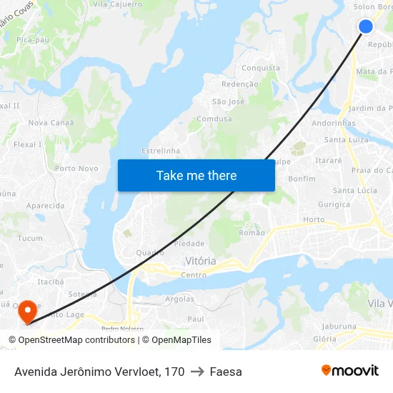 Avenida Jerônimo Vervloet, 170 to Faesa map