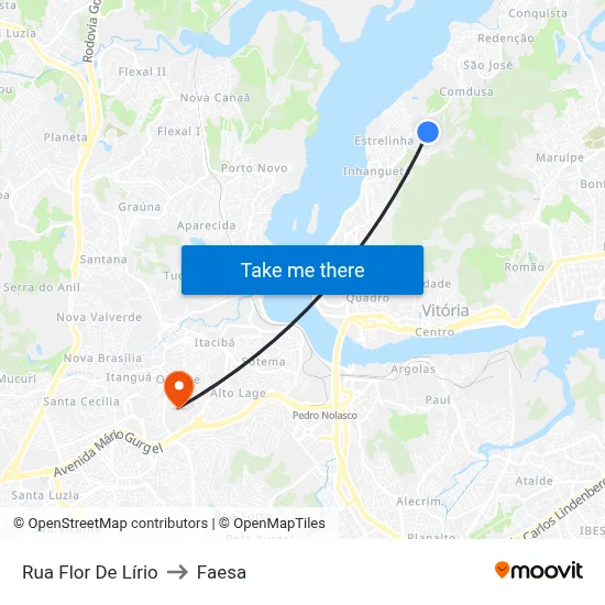 Rua Flor De Lírio to Faesa map