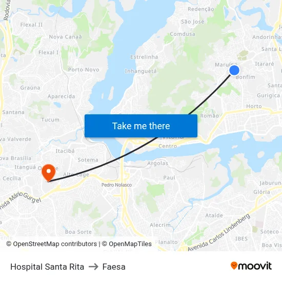 Hospital Santa Rita to Faesa map