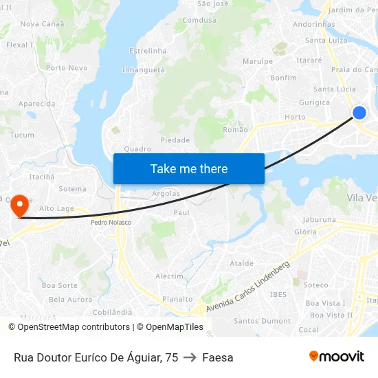 Rua Doutor Euríco De Águiar, 75 to Faesa map