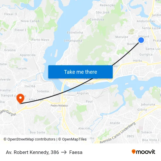 Av. Robert Kennedy, 386 to Faesa map