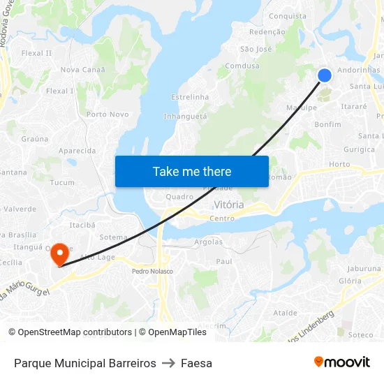 Parque Municipal Barreiros to Faesa map