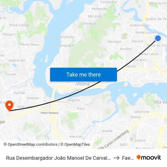 Rua Desembargador João Manoel De Carvalho, 2-62 to Faesa map