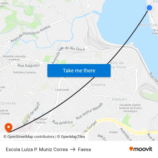 Escola Luíza P. Muniz Correa to Faesa map
