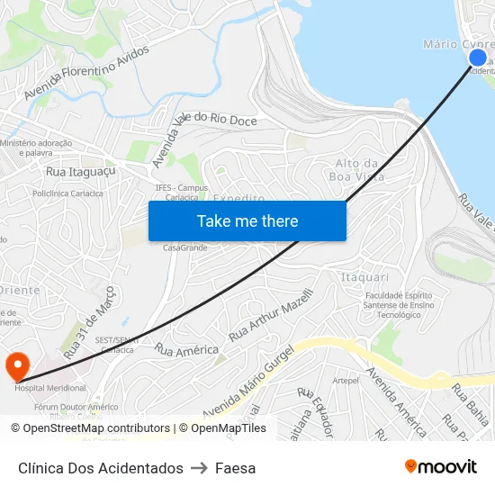 Clínica Dos Acidentados to Faesa map