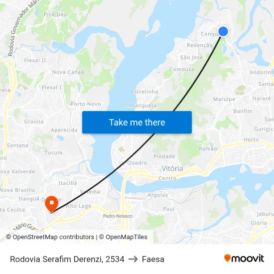 Rodovia Serafim Derenzi, 2534 to Faesa map