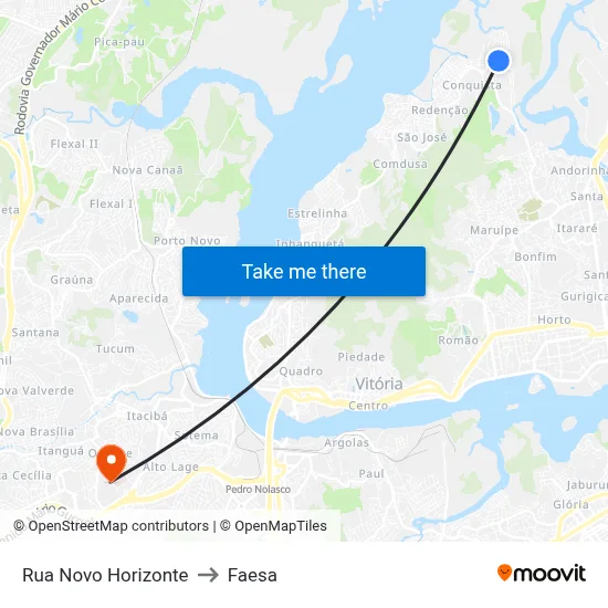 Rua Novo Horizonte to Faesa map