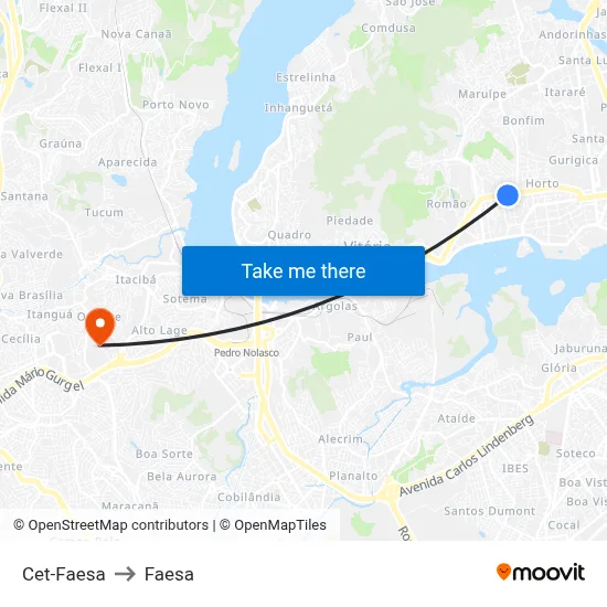 Cet-Faesa to Faesa map