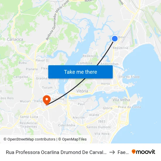 Rua Professora Ocarlina Drumond De Carvalho, 241 to Faesa map