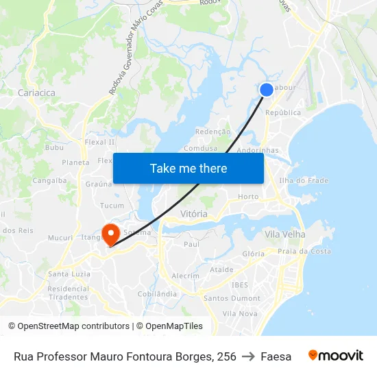 Rua Professor Mauro Fontoura Borges, 256 to Faesa map