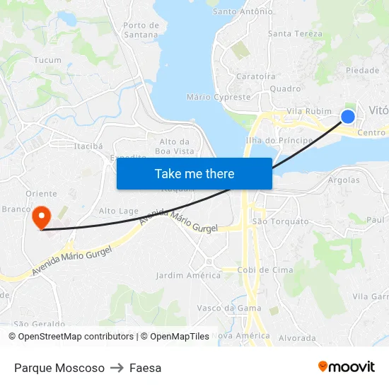 Parque Moscoso to Faesa map