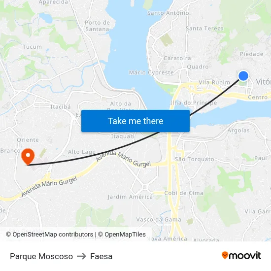 Parque Moscoso to Faesa map