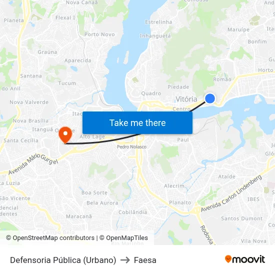 Defensoria Pública (Urbano) to Faesa map