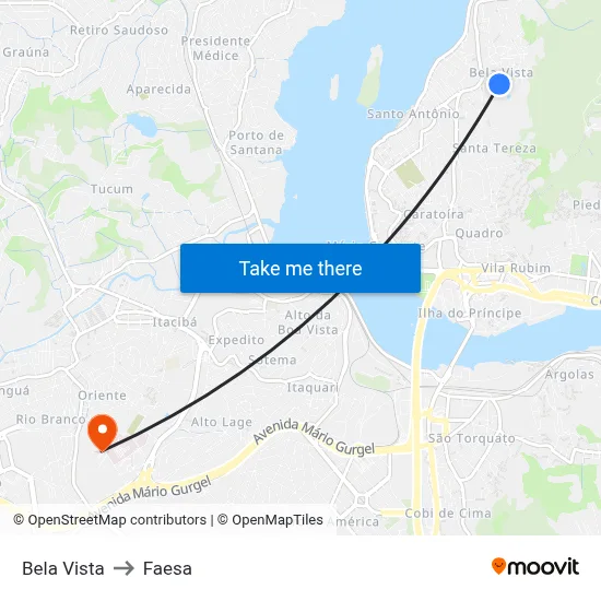 Bela Vista to Faesa map
