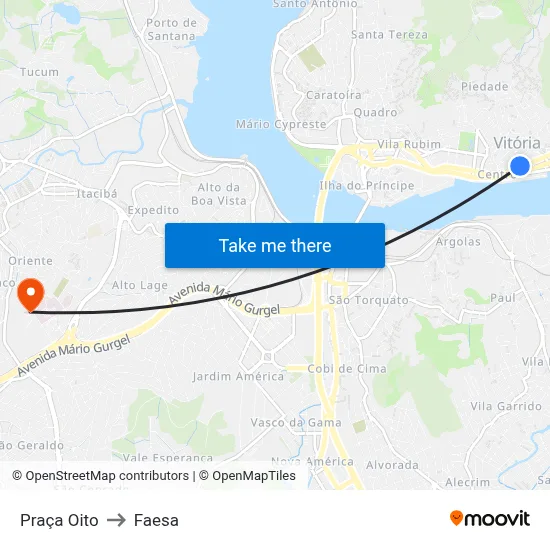 Praça Oito to Faesa map