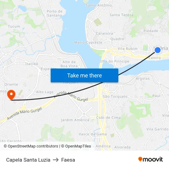 Capela Santa Luzia to Faesa map