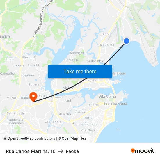 Rua Carlos Martins, 10 to Faesa map