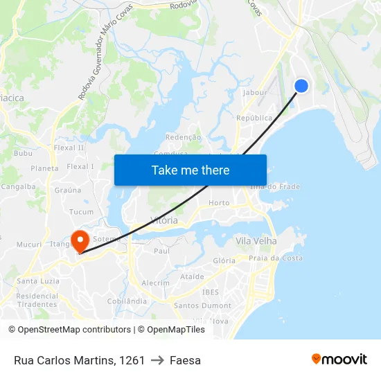 Rua Carlos Martins, 1261 to Faesa map