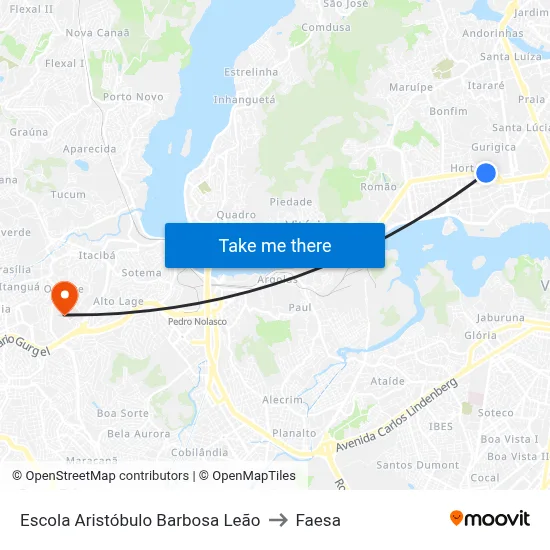 Escola Aristóbulo Barbosa Leão to Faesa map