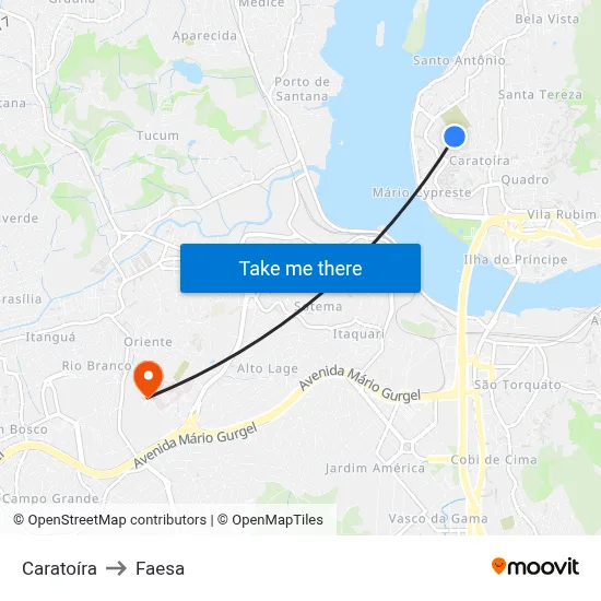 Caratoíra to Faesa map