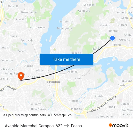 Avenida Marechal Campos, 622 to Faesa map