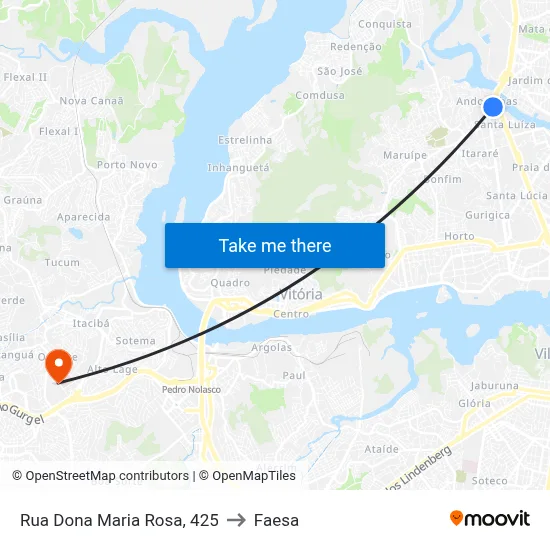 Rua Dona Maria Rosa, 425 to Faesa map